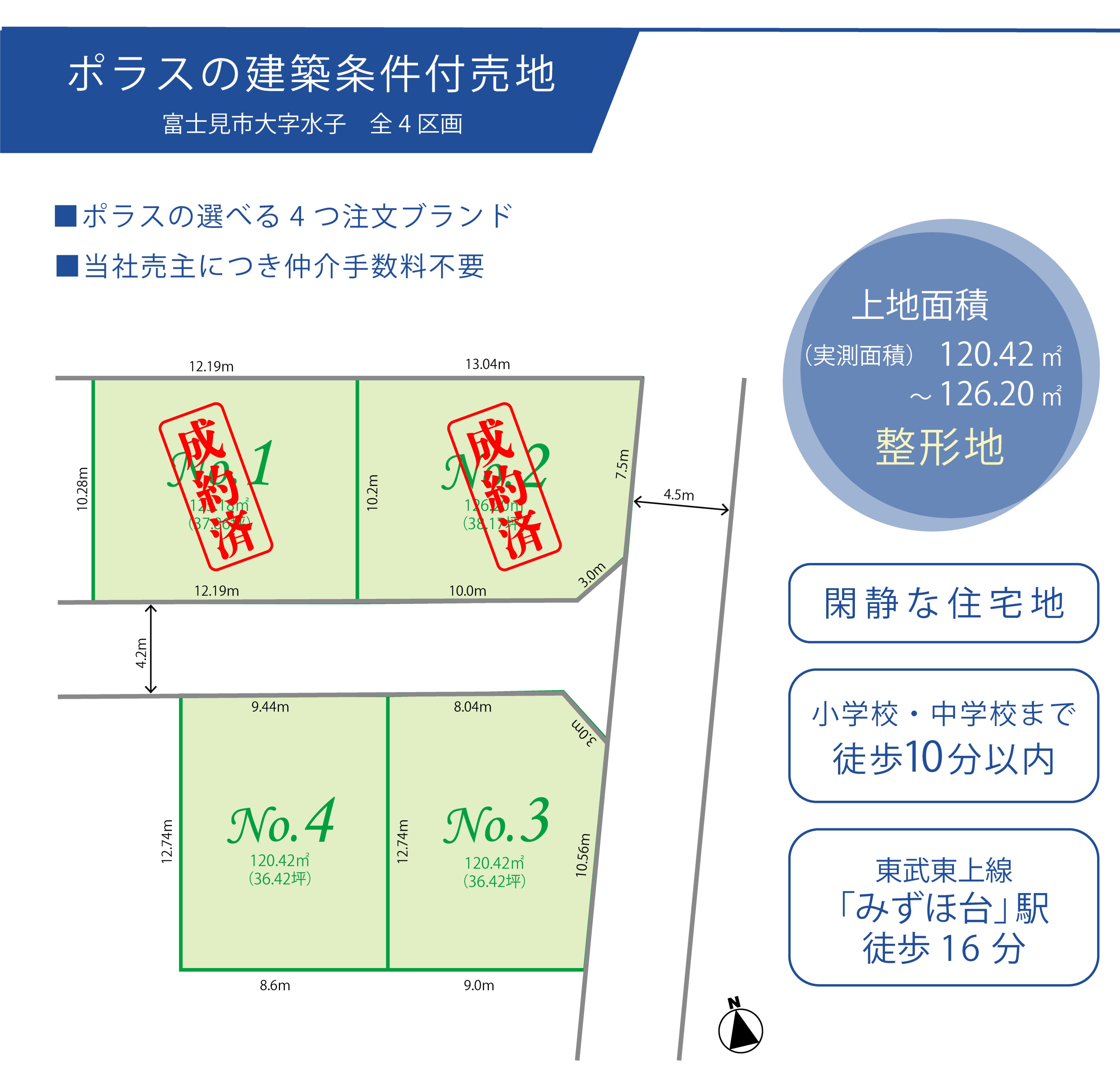 【価格：2180万円～2400万円】富士見市大字水子(みずほ台駅)　建築条件付き売地　全4区画内2区画販売中