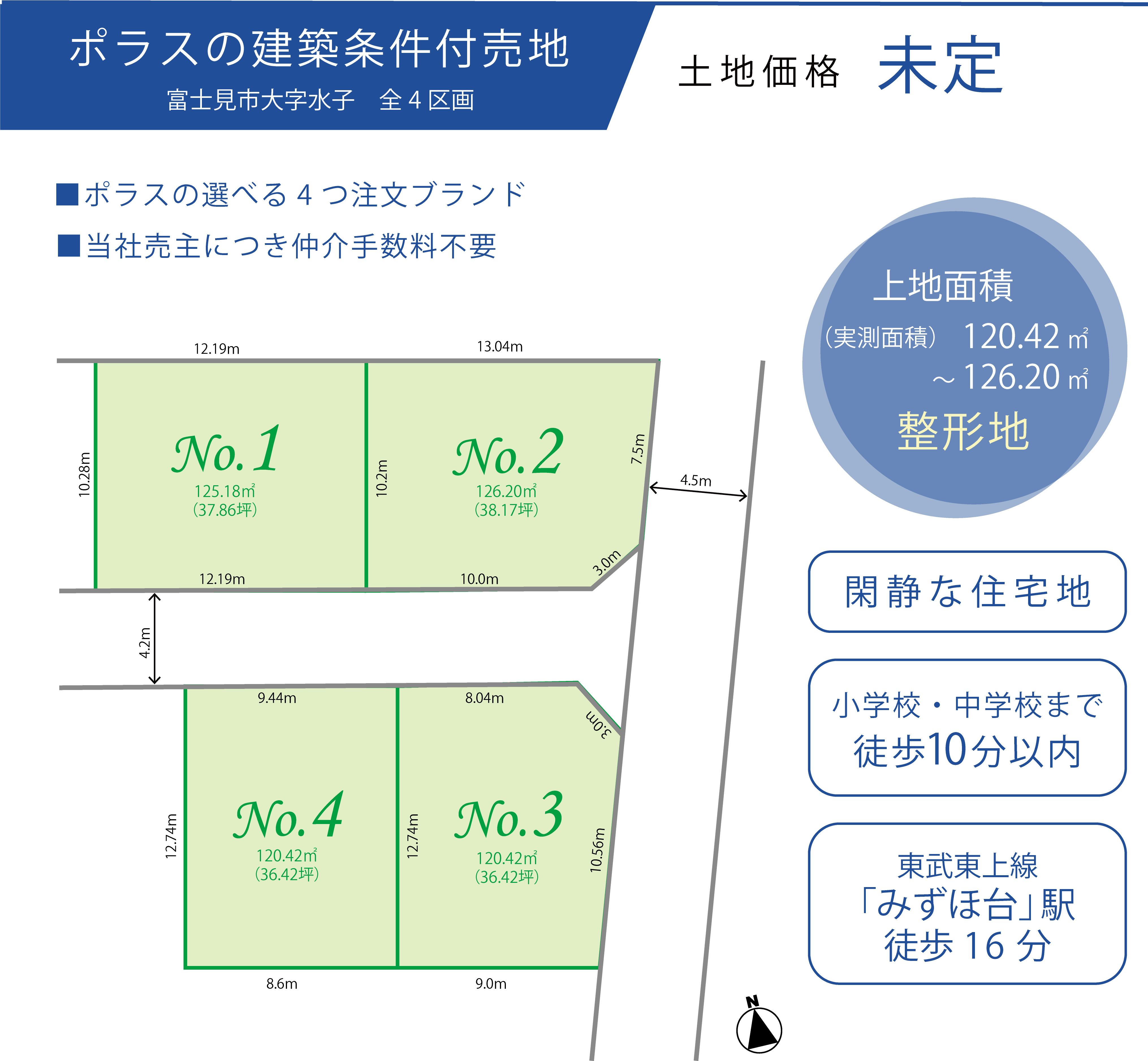 【予告広告】富士見市水子 販売価格未定　建築条件付き売地　全4区画